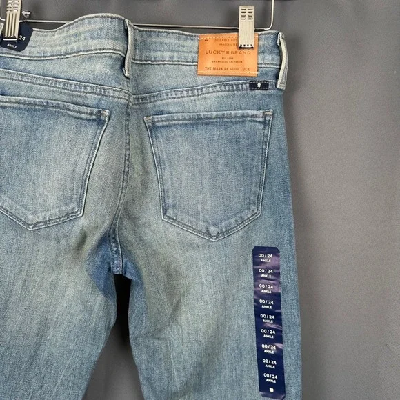 Lucky Brand Stella Boot Low Rise Italian Denim Jeans Waterstop Blue 00/24 Ankle - Picture 11 of 11